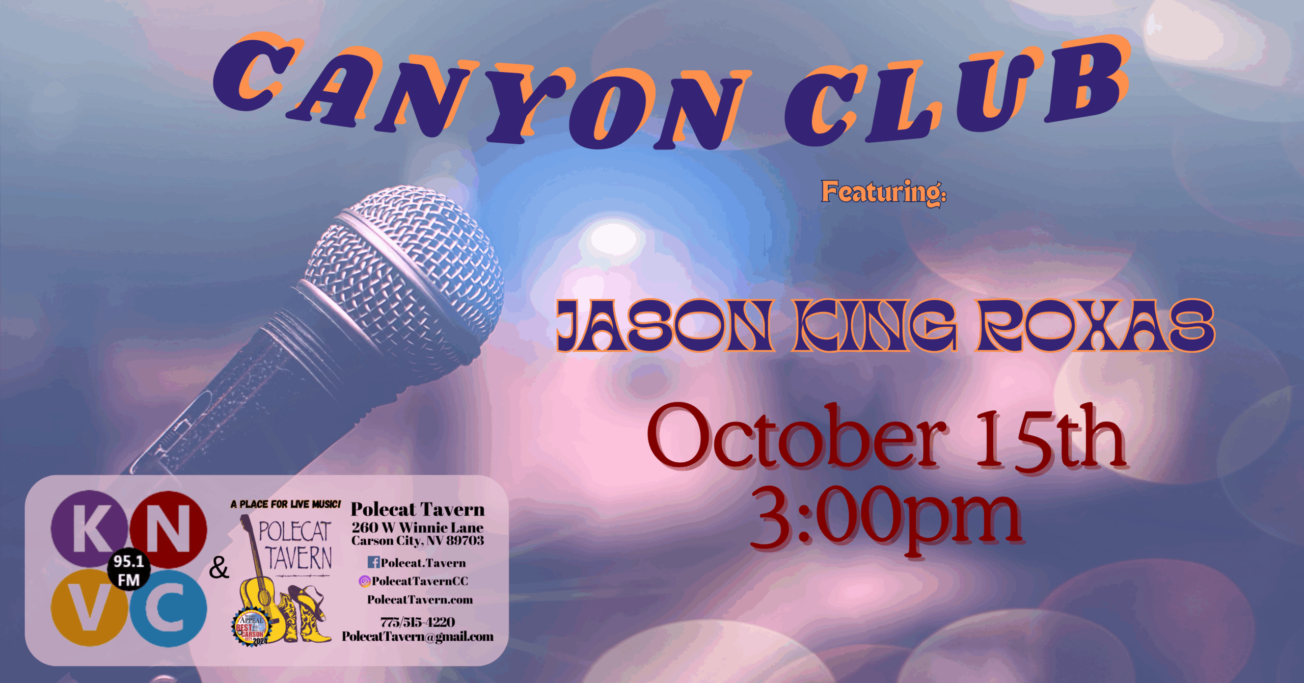 Canyon Club Wednesday at 3:00 featuring Jason King Roxas